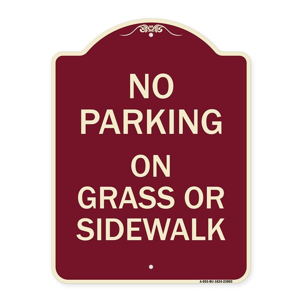 Signmission No Parking on Grass or Sidewalk Heavy-Gauge Aluminum Architectural Sign, 24" x 18", BU-1824-23803 A-DES-BU-1824-23803 - main